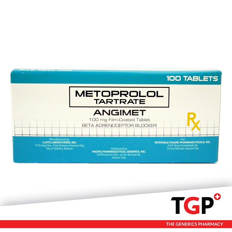 ANGIMET Metoprolol Tartrate 100mg Film Coated Tablet 100 S Price In The