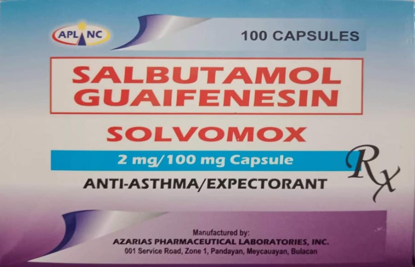 Buy Solvomox Salbutamol Sulfate Guaifenesin 2mg 100mg Capsule 100 S