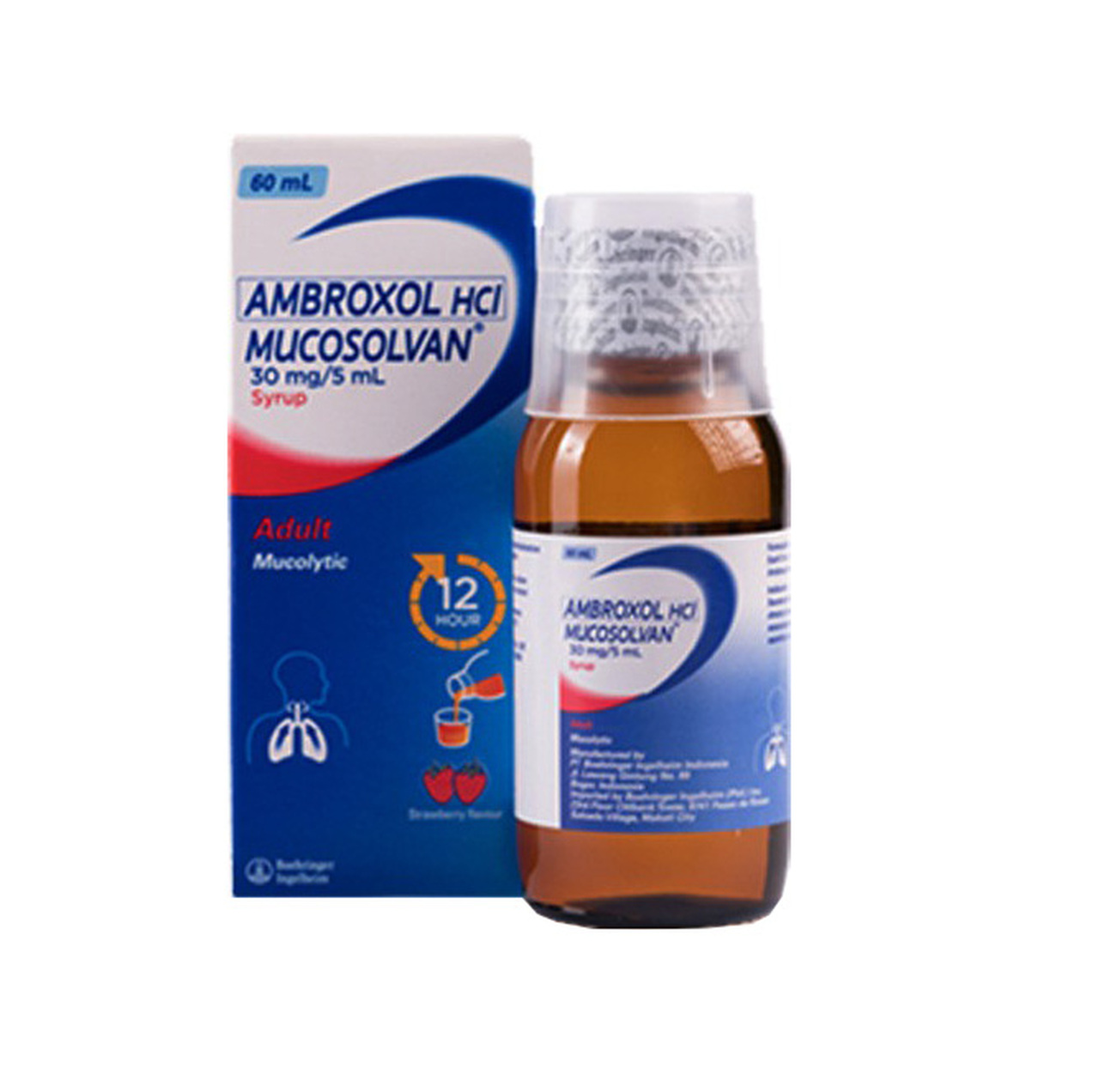 MUCOSOLVAN Ambroxol Hydrochloride 30mg 5mL Syrup 60mL Strawberry