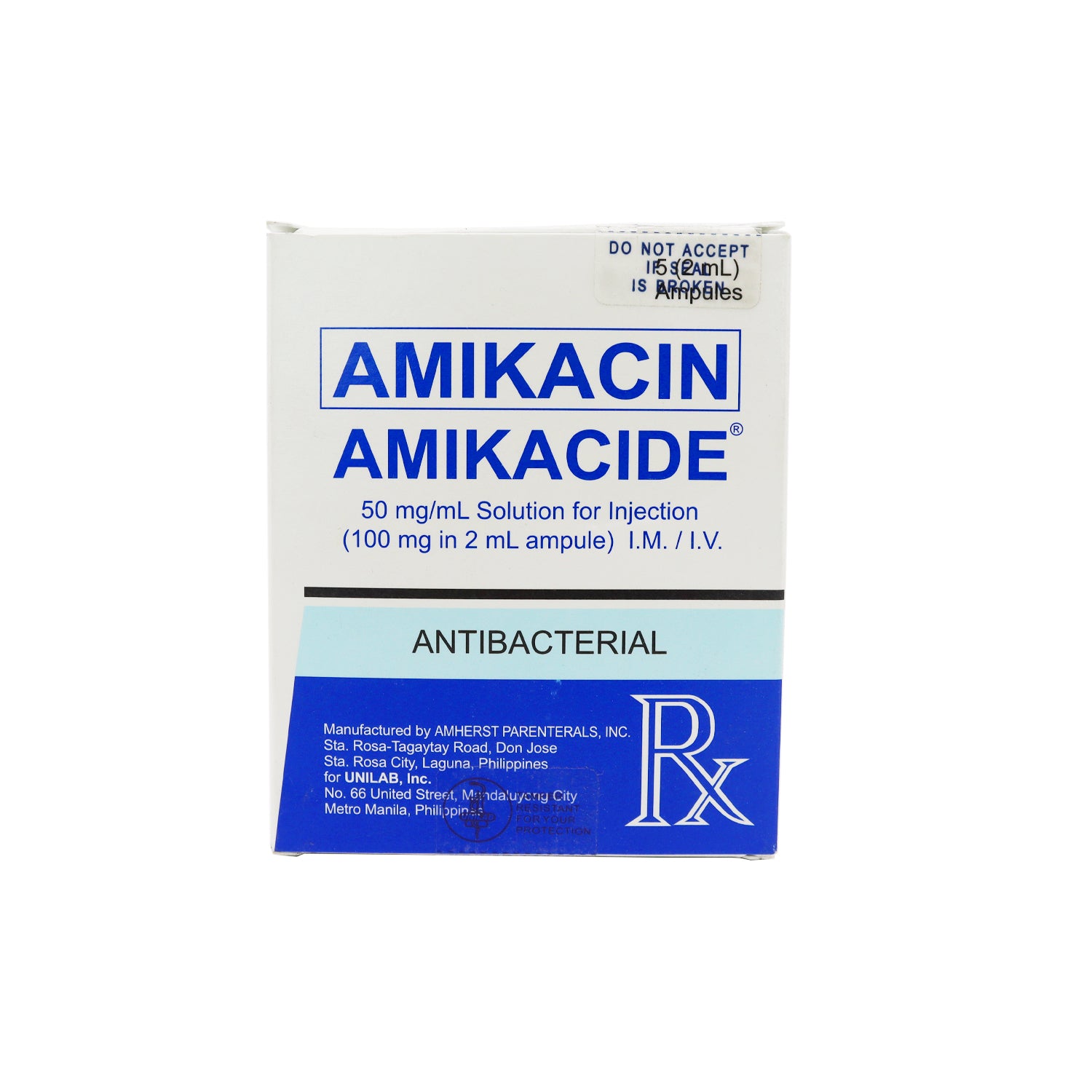 AMIKACIDE Amikacin 50mg / mL Solution for IM/IV Injection 3mL 5's price ...