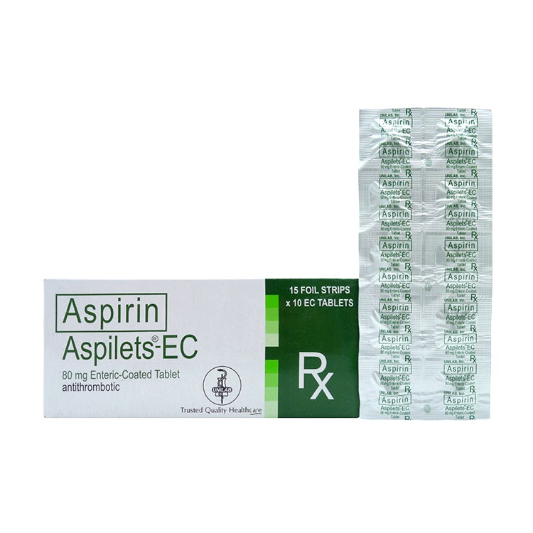 ASPILETS EC Aspirin 80mg Enteric-Coated Tablet 150's price in the ...