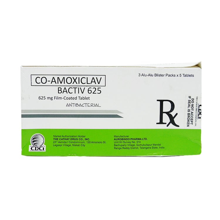 BACTIV 625 Co-Amoxiclav 625mg Film-Coated Tablet 15's price in the ...