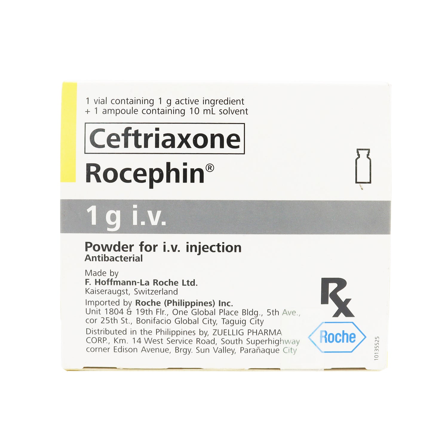 ROCEPHIN Ceftriaxone 1g Powder for IV Injection 1's price in the ...