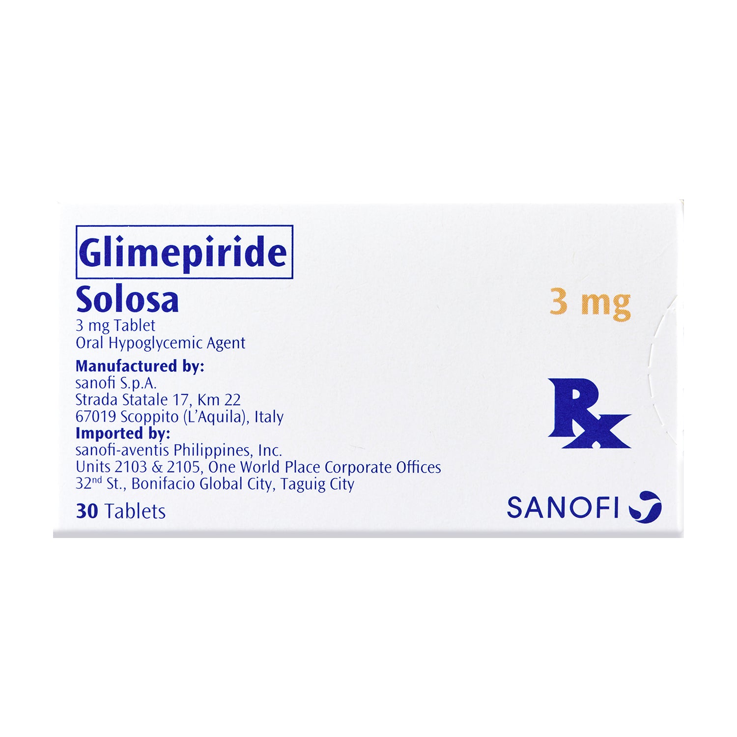 SOLOSA Glimepiride 3mg Tablet 30's price in the Philippines | MedsGo ...