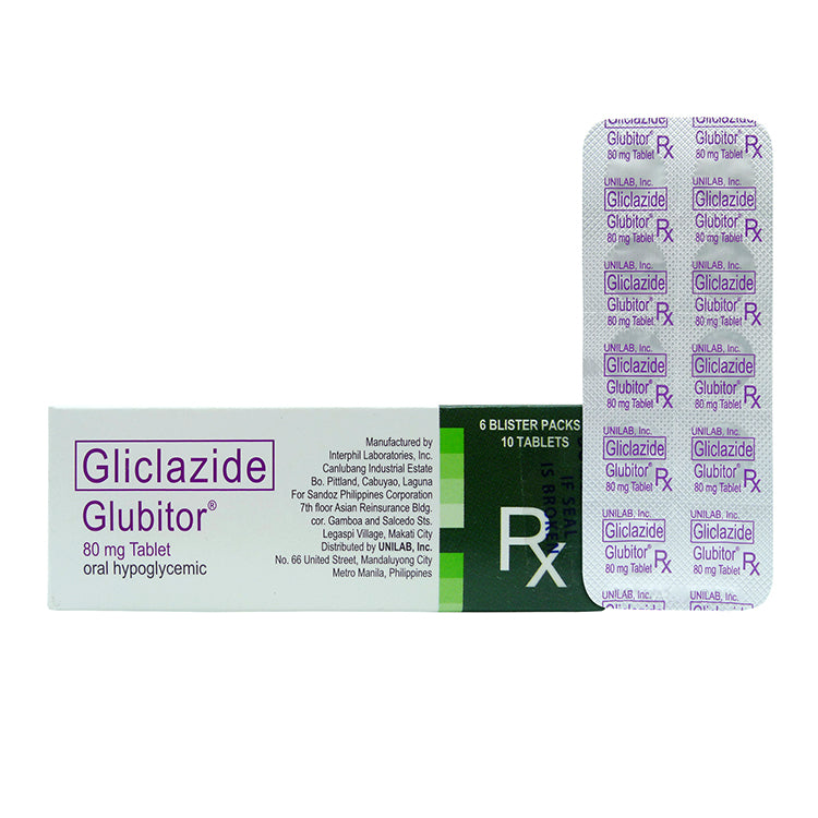 GLUBITOR Gliclazide 80mg Tablet 60's price in the Philippines | MedsGo ...