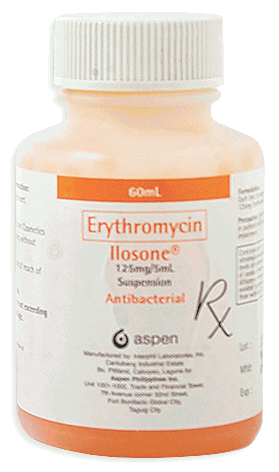 ILOSONE Erythromycin Estolate 125mg / 5mL Suspension 60mL price in the ...