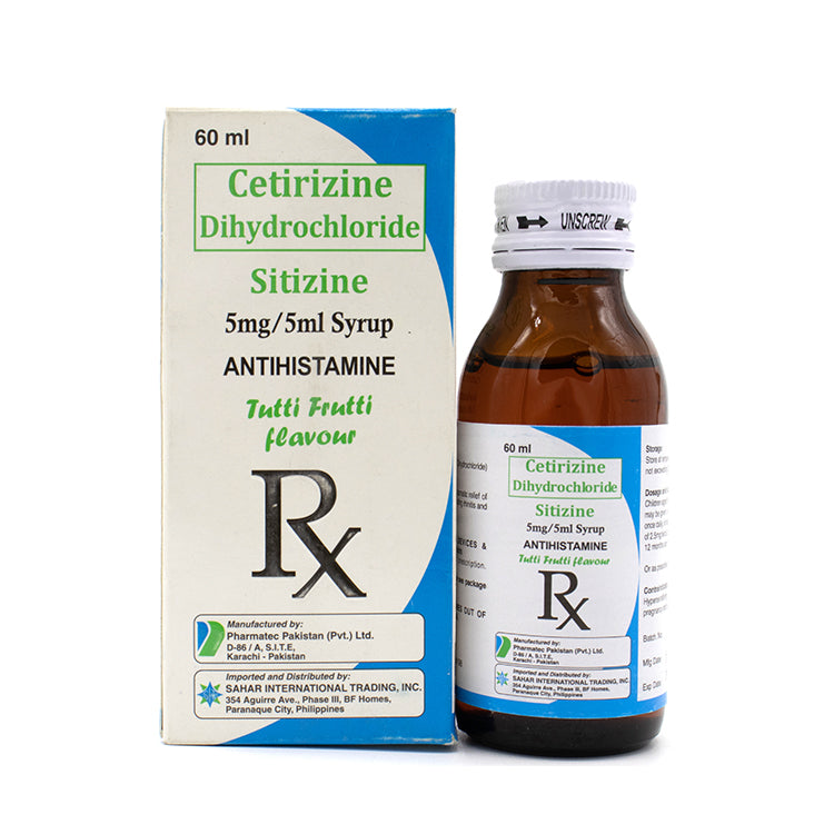 SITIZINE Cetirizine Dihydrochloride 5mg / 5mL Syrup 60mL Tutti Frutti