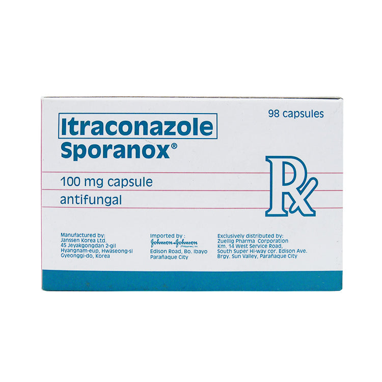 SPORANOX Itraconazole 100mg Capsule 98's price in the Philippines ...