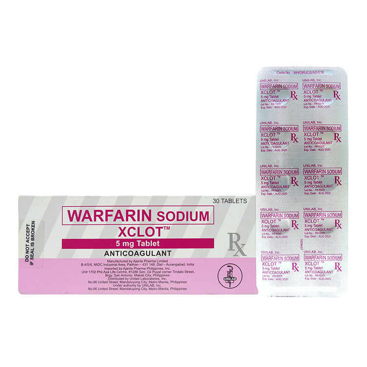 Xclot Warfarin Sodium 5mg Tablet 30 S Price In The Philippines Medsgo Pharmacy