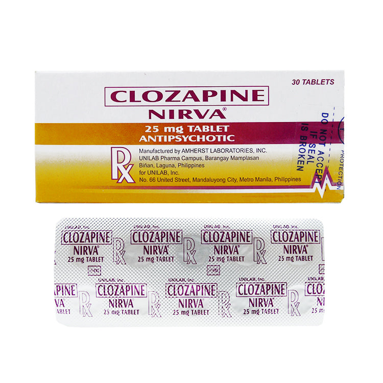 NIRVA Clozapine 25mg Tablet 30's price in the Philippines | MedsGo Pharmacy