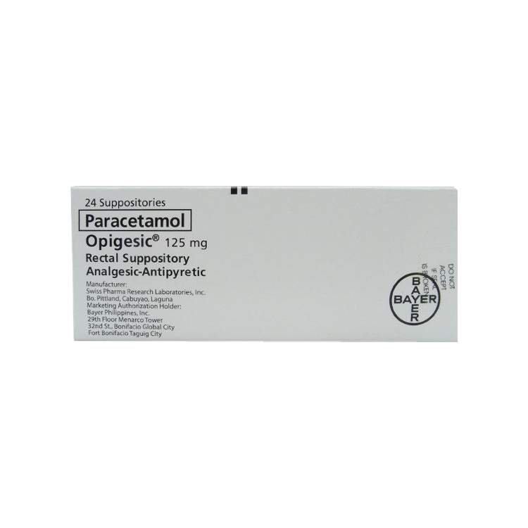 Buy Opigesic paracetamol 125mg rectal suppository 24's online with ...