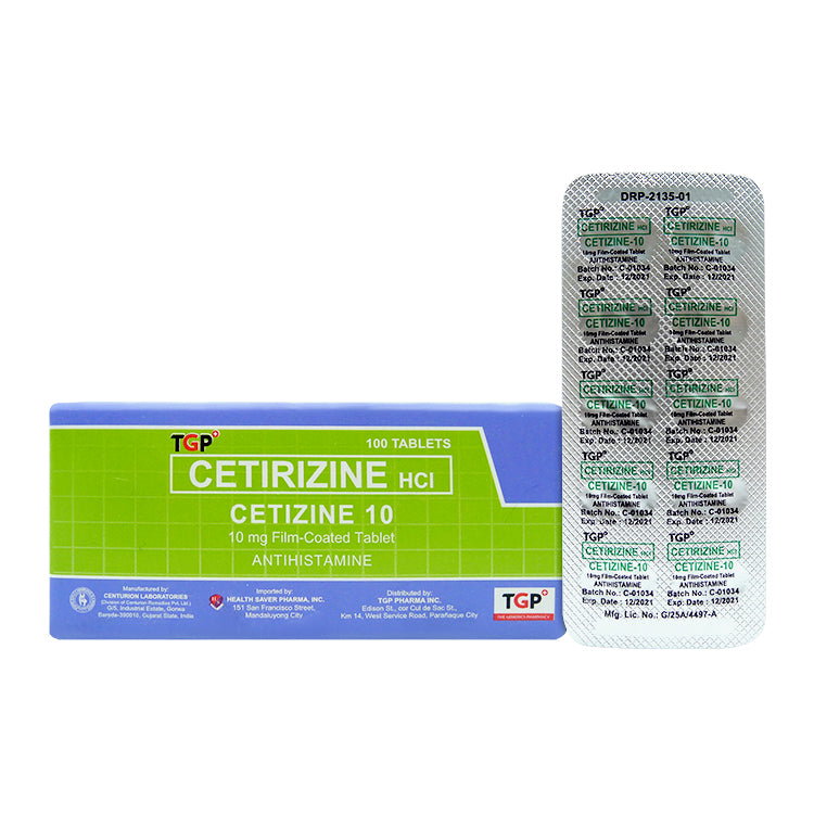 TGP CETIZINE 10 Cetirizine 10mg Tablet 20s price in the Philippines