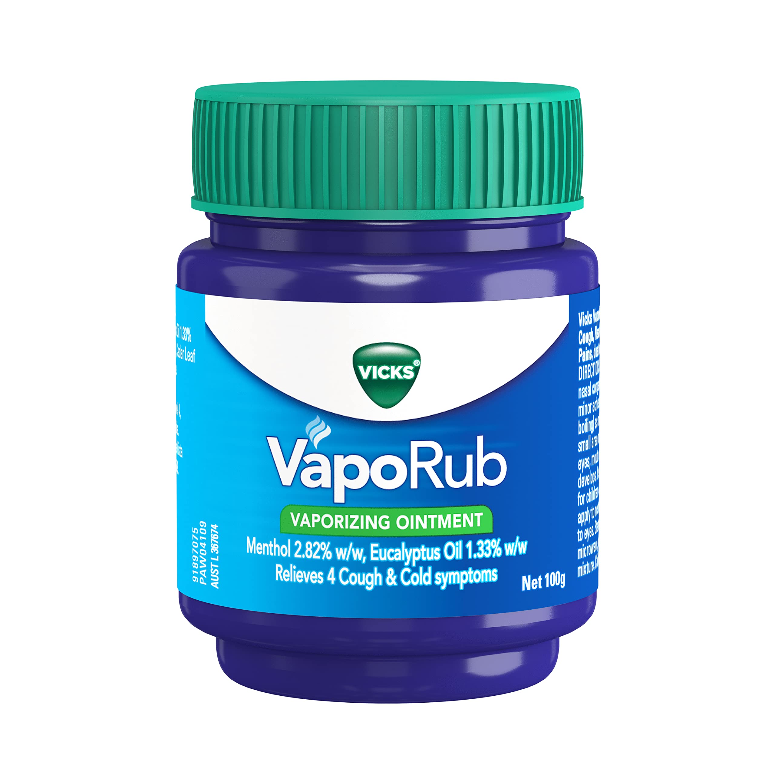 VICKS VAPORUB OINTMENT Camphor / Menthol / Eucalyptus Oil 5.26g / 2.82g ...