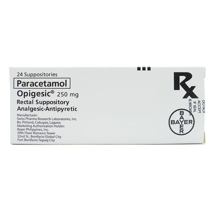 Buy Opigesic paracetamol 250mg rectal suppository 1's online with ...