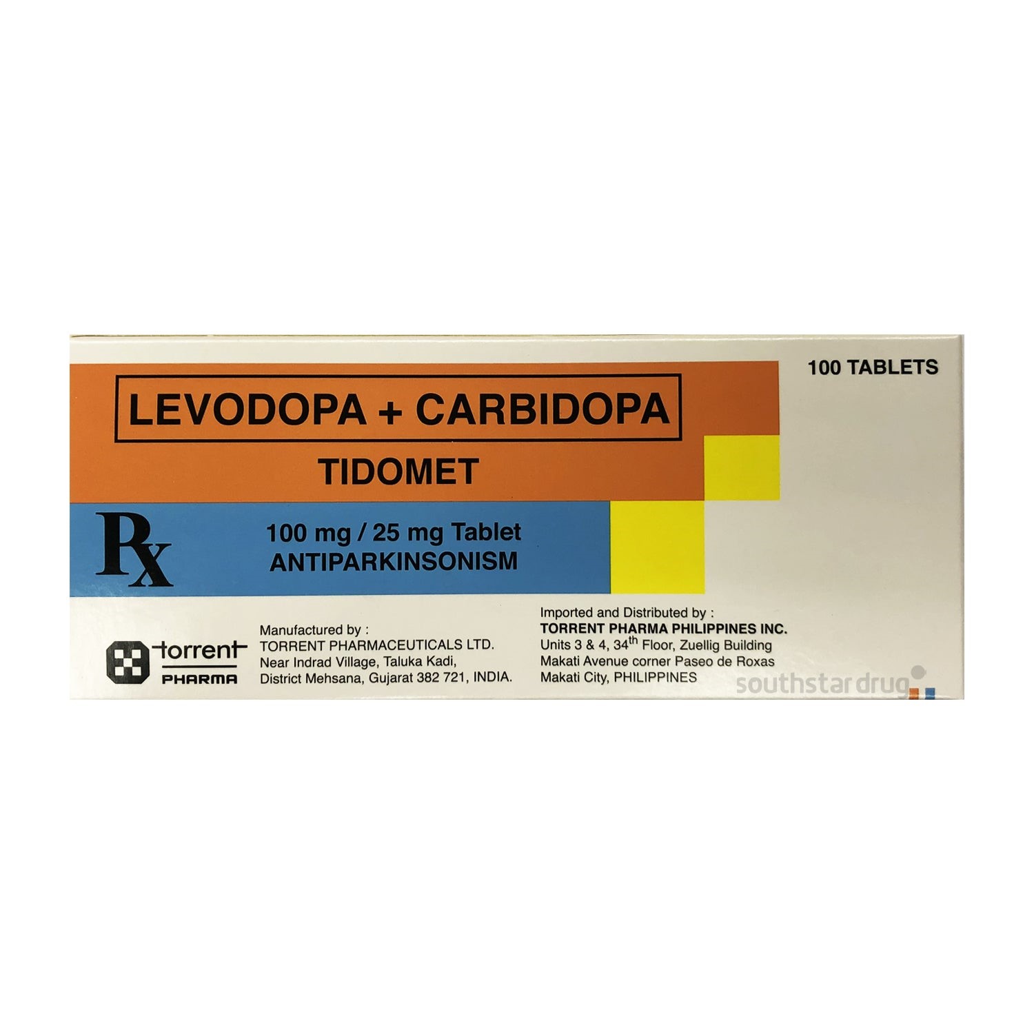 TIDOMET Carbidopa Levodopa 25mg 100mg Tablet 1 s price in the