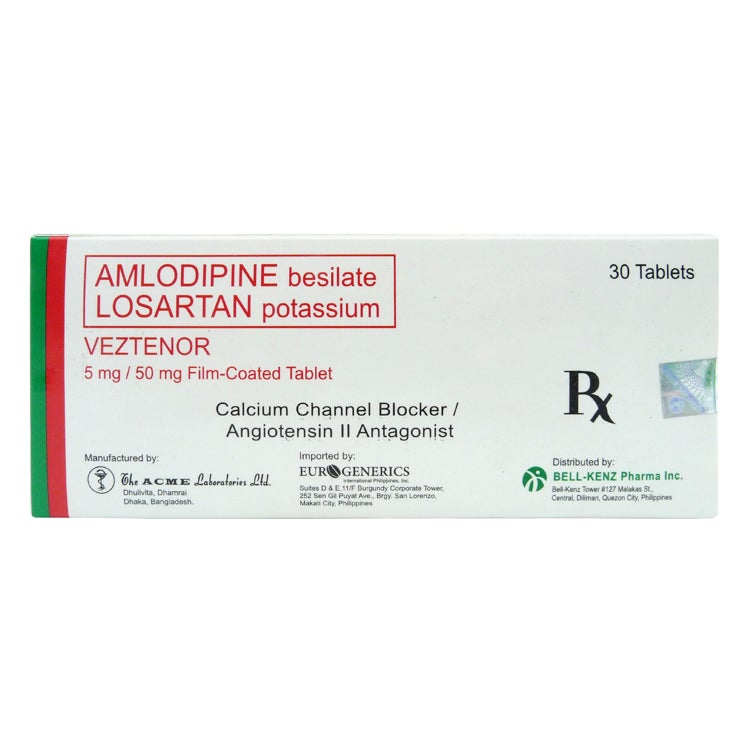 VEZTENOR Amlodipine Besilate / Losartan Potassium 5mg / 50mg Film ...