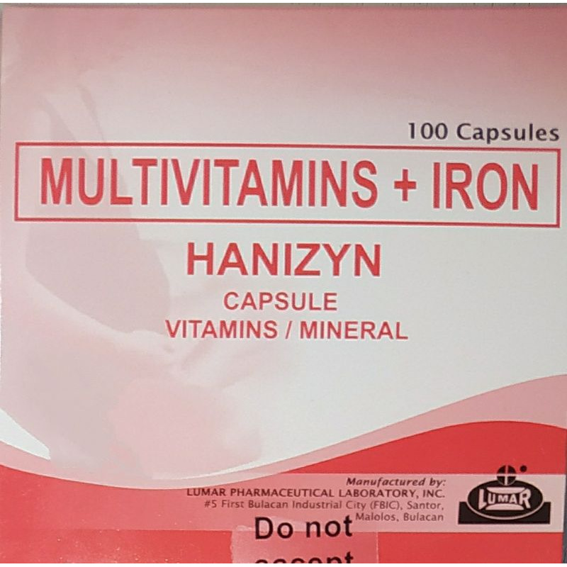 HANIZYN Multivitamins / Iron Capsule 1's price in the Philippines