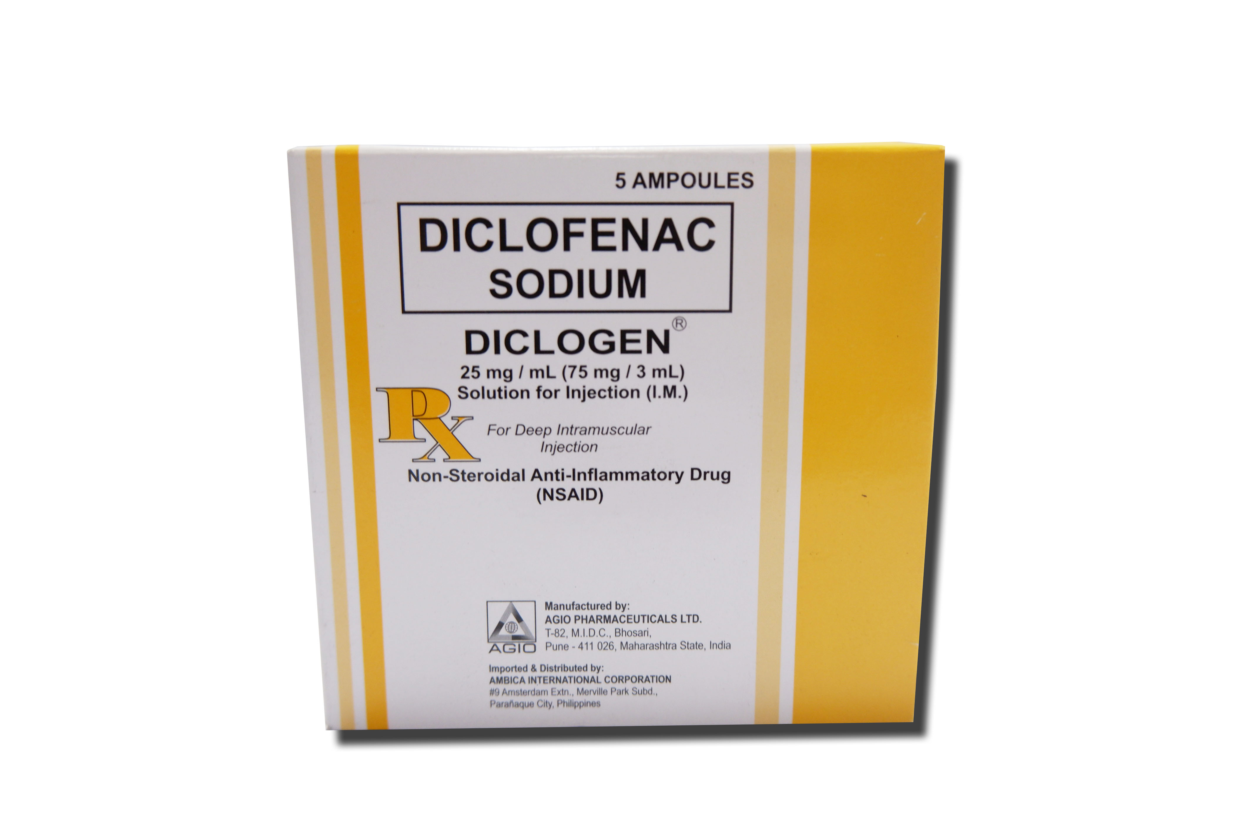 DICLOGEN Diclofenac Sodium 25mg/ mL (75mg / 3mL) Solution for IM ...