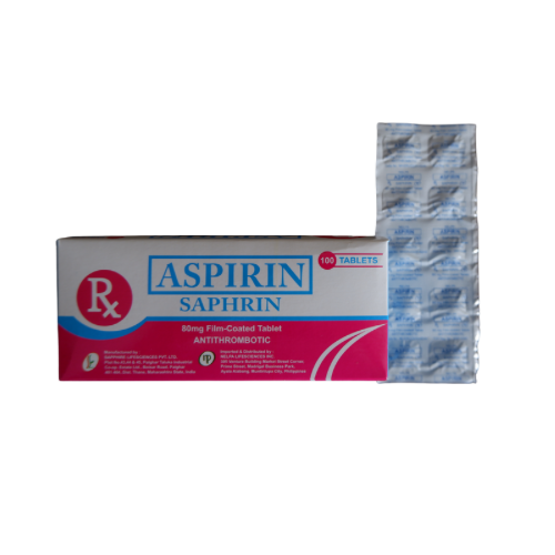 SAPHRIN Aspirin 80mg FilmCoated Tablet 100's price in the Philippines