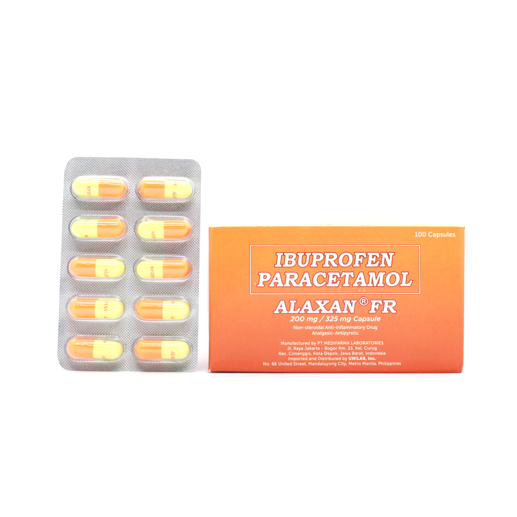 Buy Alaxan fr ibuprofen / paracetamol 200mg / 325mg capsule 1's online