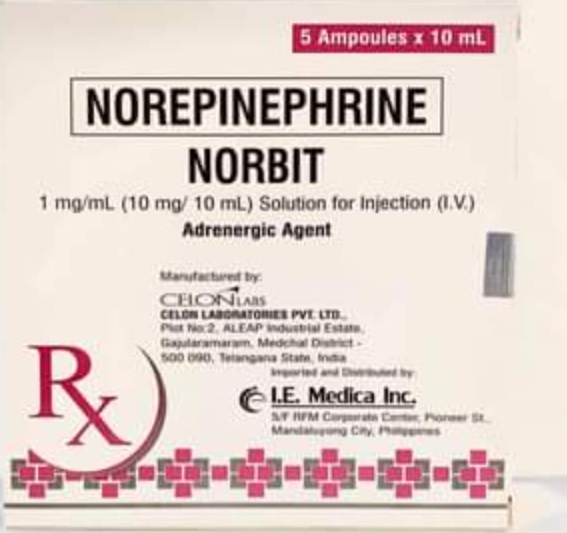 NORBIT Norepinephrine Bitartrate 1mg / mL (2mg / 2mL) Solution for IV ...