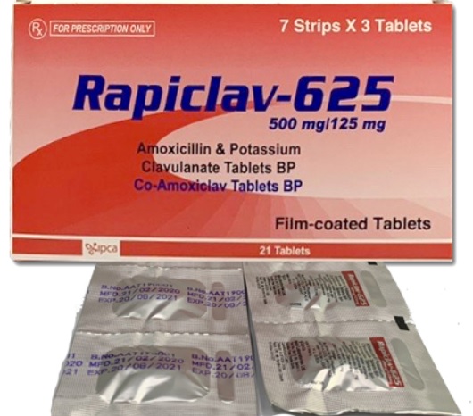 RAPICLAV Co-Amoxiclav 625mg Film-Coated Tablet 21's price in the ...