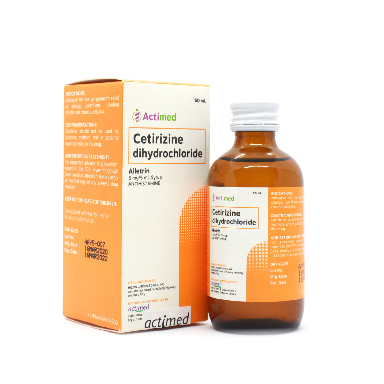 ALLETRIN Cetirizine Dihydrochloride 5mg / 5mL Syrup 60mL price in the
