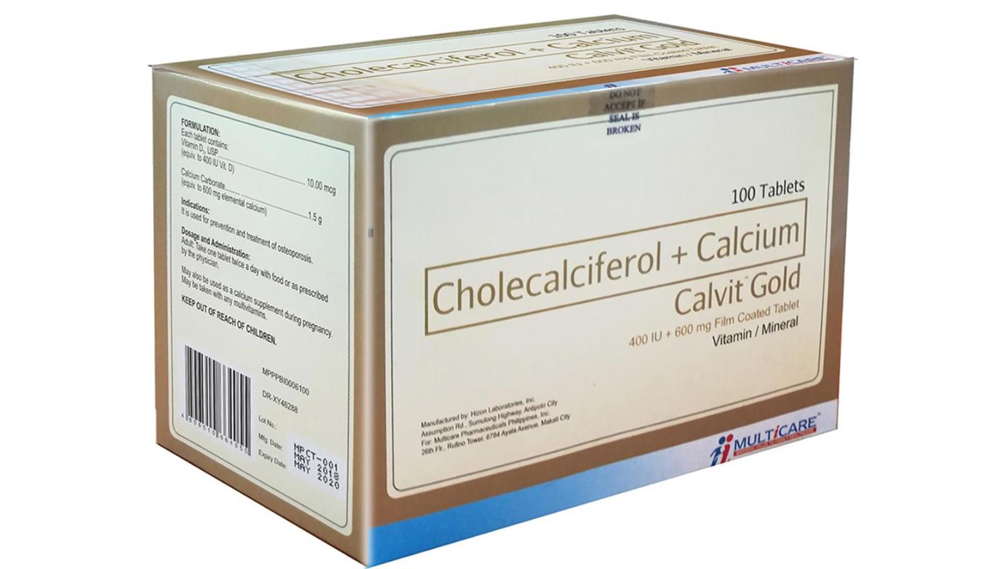 Calvit Gold Cholecalciferol Vit D3 Calcium 400iu 600mg Film