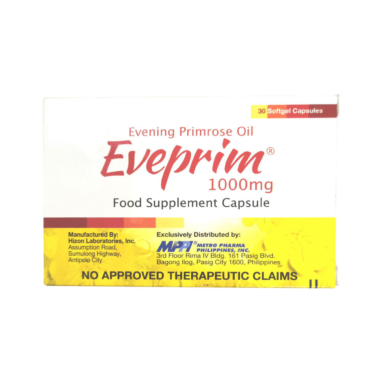EVEPRIM Evening Primrose Oil 1000mg SoftGel Capsule 1's price in the