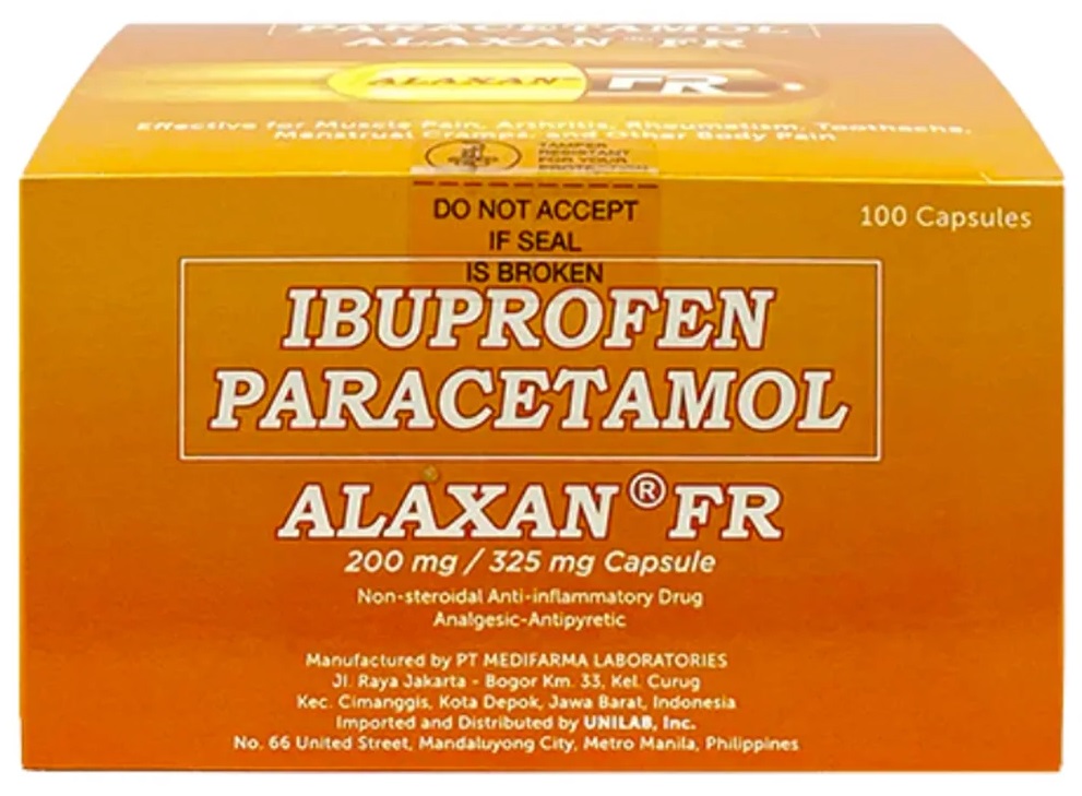 Buy Alaxan fr ibuprofen / paracetamol 200mg / 325mg capsule 10's online