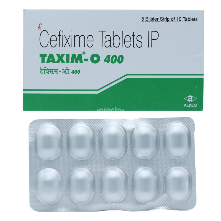 TAXIMO Cefixime Trihydrate 400mg FilmCoated Tablet 1's price in the
