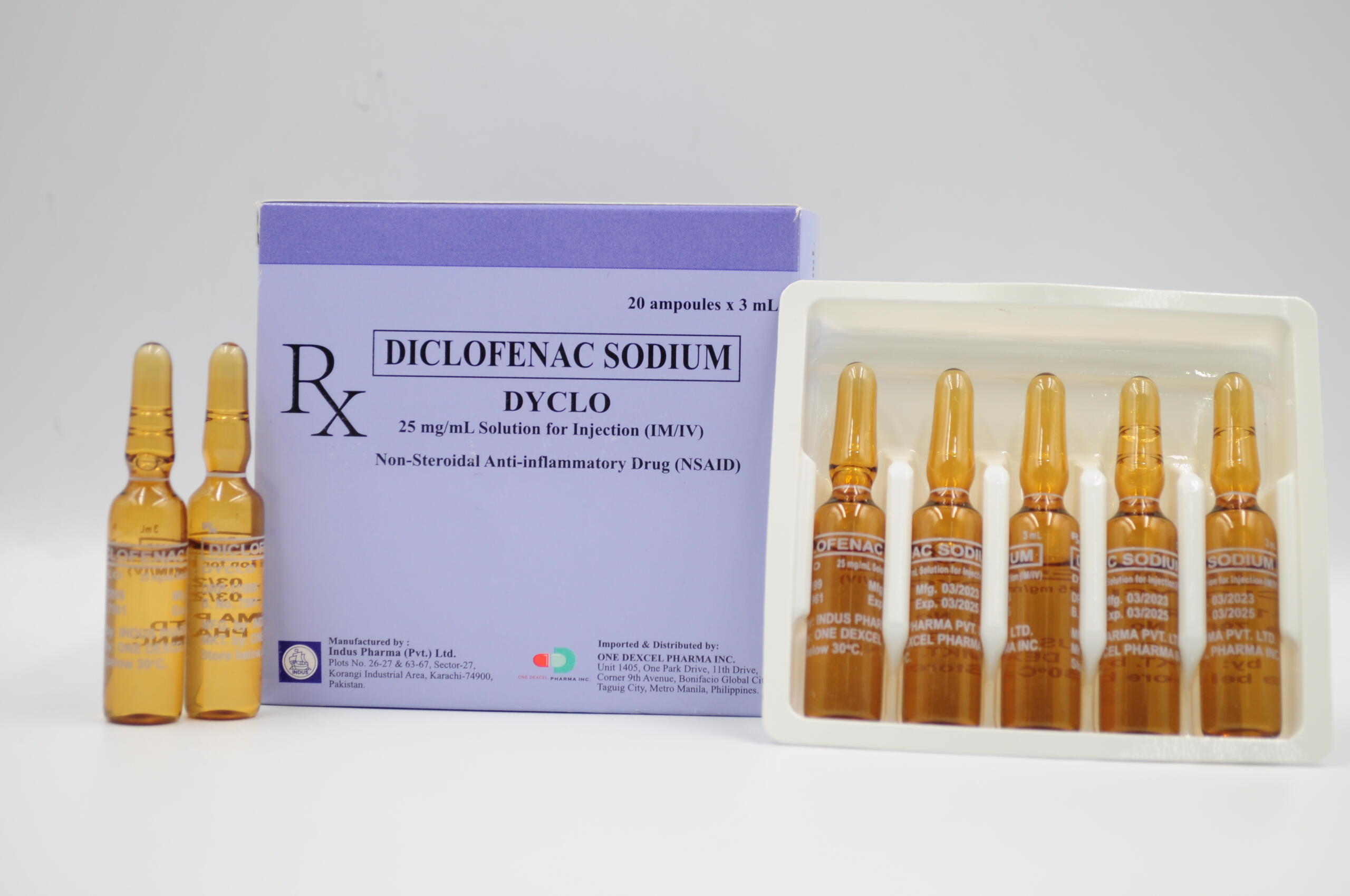 DYCLO Diclofenac Sodium 25mg / mL Solution for IM/IV Injection 3mL 20's ...