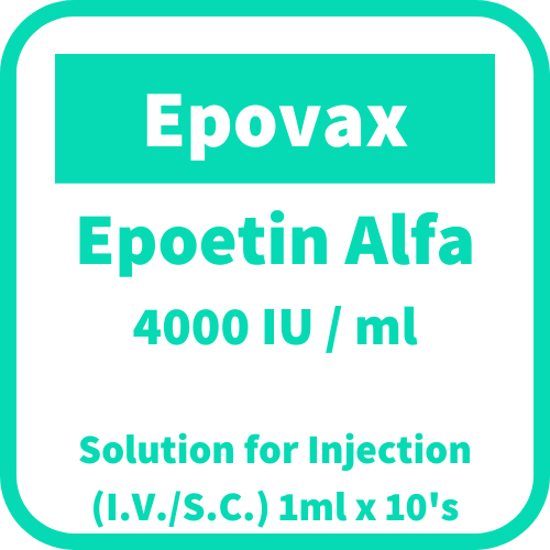EPOVAX Epoetin Alfa 4,000 IU / mL Solution for IV/SC Injection 1mL 10's