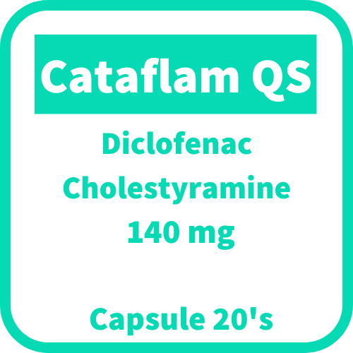 CATAFLAM QS Diclofenac Cholestyramine 140mg Capsule 20's price in the ...