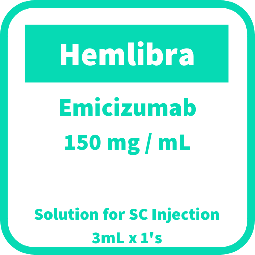 HEMLIBRA Emicizumab 150mg / mL Solution for SC Injection 3mL 1's price ...