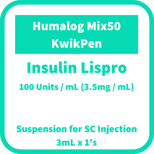 HUMALOG MIX50 KWIKPEN Insulin Lispro 100Units / mL (3.5mg / mL