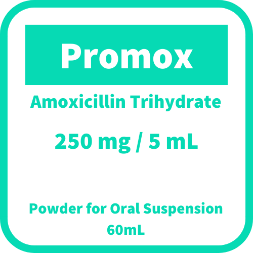 PROMOX Amoxicillin Trihydrate 250mg / 5mL Powder for Oral Suspension