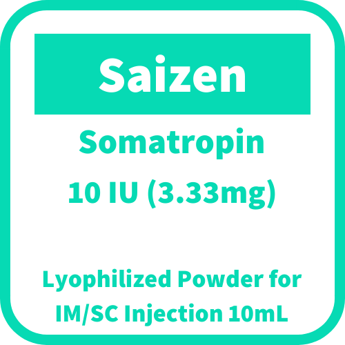 SAIZEN Somatropin 10IU (3.33mg) Lyophilized Powder for IM/SC Injection ...