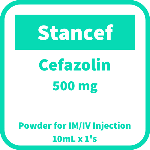 STANCEF Cefazolin 500mg Powder For IM/IV Injection 10mL 1's Price In ...