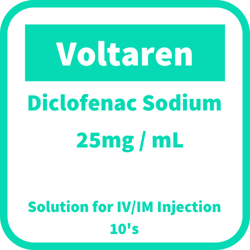 VOLTAREN Diclofenac Sodium 25mg / mL Solution for IV/IM Injection 10's ...