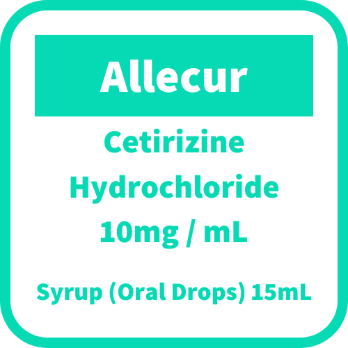 ALLECUR Cetirizine Hydrochloride 10mg / mL Syrup (Oral Drops) 15mL