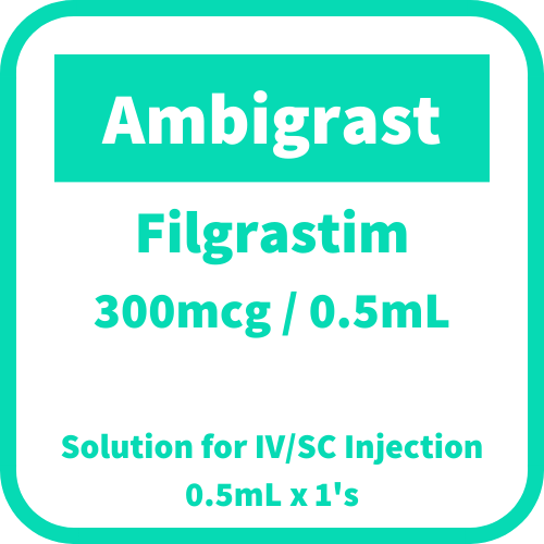 AMBIGRAST Filgrastim 300mcg / 0.5mL Solution for IV/SC Injection 0.5mL ...