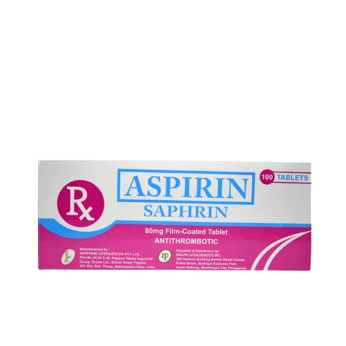 SAPHRIN Aspirin 80mg Film-Coated Tablet 100's price in the Philippines ...