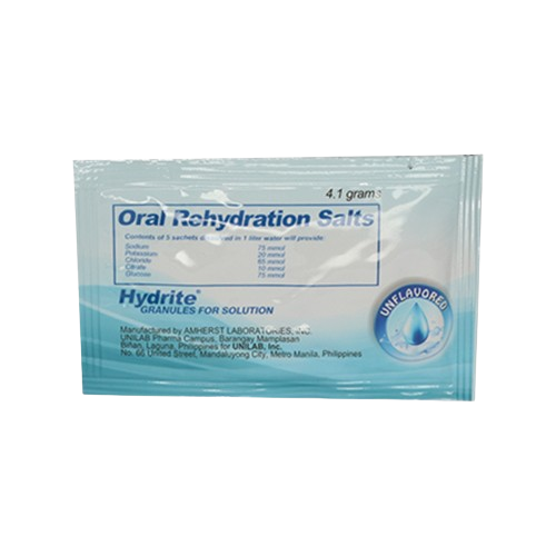 Buy Hydrite oral rehydration salts granule for solution 1's unflavored online with MedsGo. Price