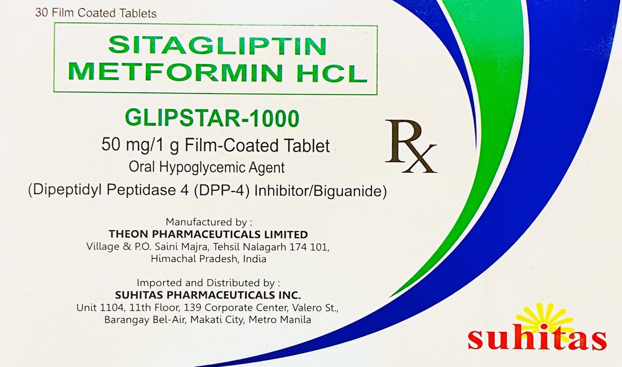 GLIPSTAR-1000 Sitagliptin / Metformin 50mg / 1000mg Film-Coated Tablet ...