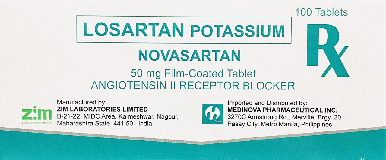 NOVASARTAN Losartan Potassium 50mg Film Coated Tablet 100 s price