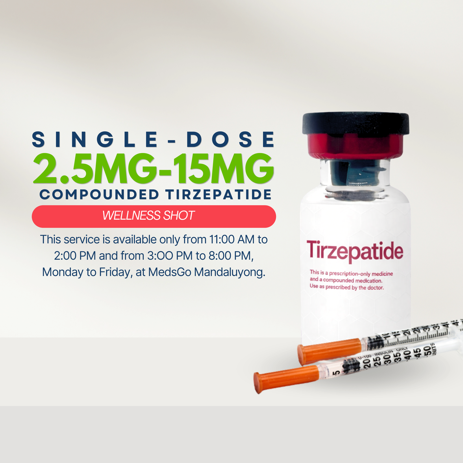 tirzepatide compound 15mg Compounded TIRZEPATIDE Single-dose Wellness Shots - 2.5mg to 15mg [CLINIC  ONLY; NOT FOR DELIVERY] price in the Philippines