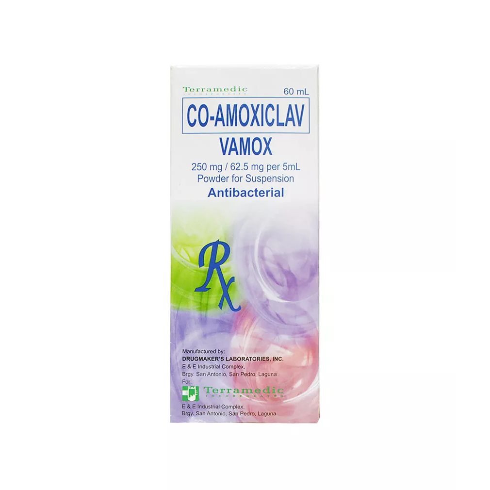 VAMOX Co-Amoxiclav 250mg / 62.5mg per 5mL Powder for Suspension 60mL ...