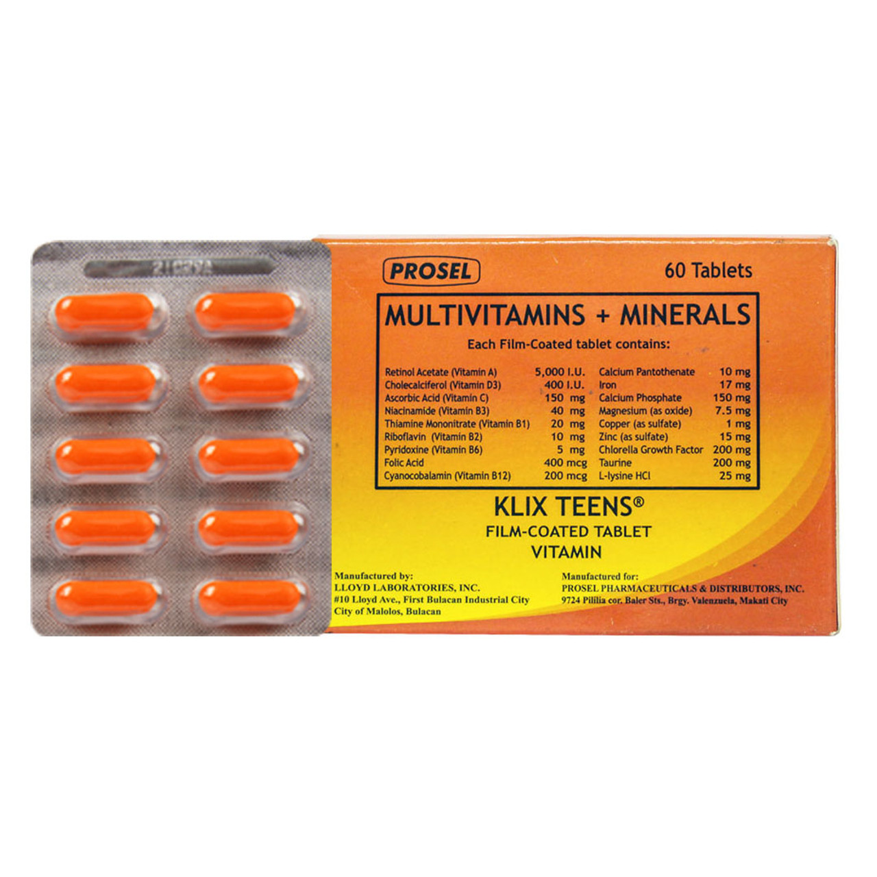 KLIX TEENS Multivitamins / Minerals FilmCoated Tablet 1's price in the