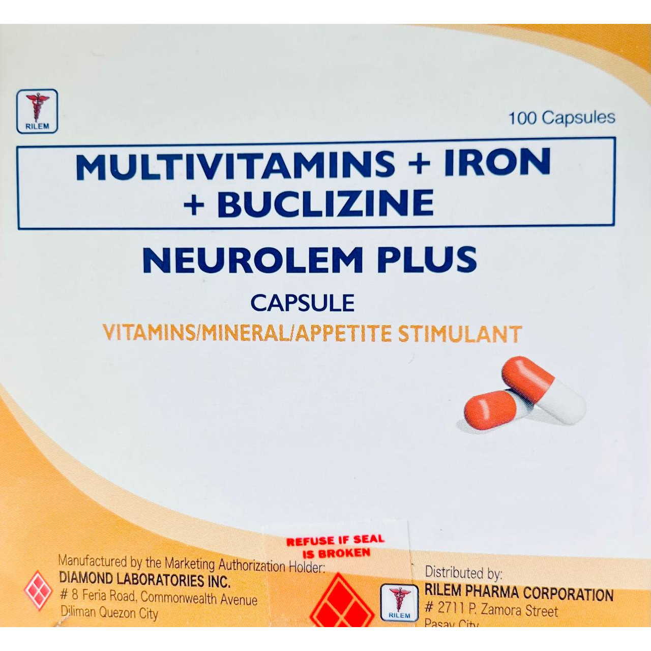 NEUROLEM PLUS Multivitamins / Iron / Buclizine Capsule 100's price in